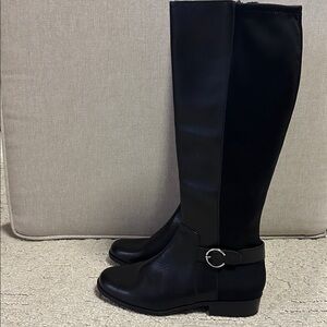 Nine West Black Leather Ponte Knee-High Women's Boots Size 6.5 New!